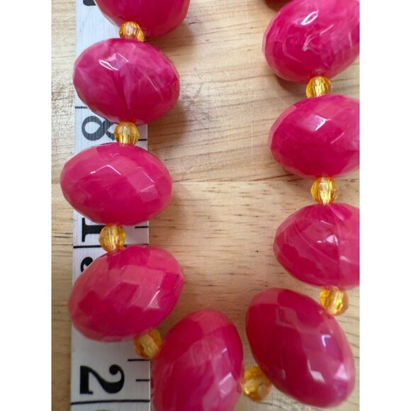 J. Crew Chunky Beaded Pink Statement Necklace With Gold-Tone Accents & Lobster C - Picture 6 of 10